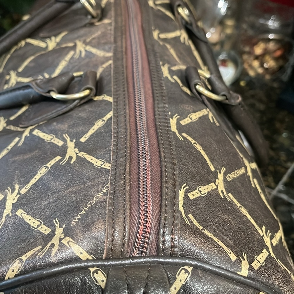 Longchamp Lattice double buckle horse jump brown speedy bag Authentic Vintage - Picture 17 of 17